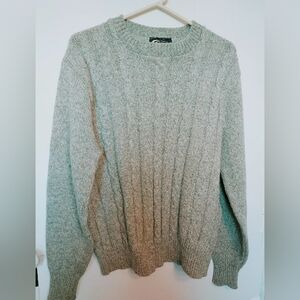 Mens Vtg Gray Cable Knit Sweater 85% Wool Sz Xl 46
